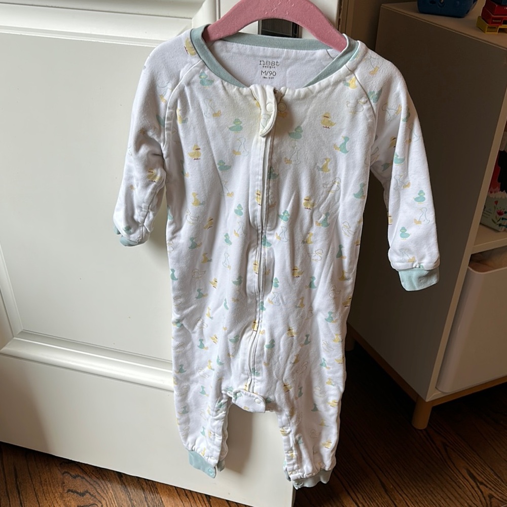 White Baby Onesie with Duck Print